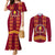 Tonga Beulah College Couples Matching Mermaid Dress and Long Sleeve Button Shirt Ngatu and Polynesian Pattern LT03 Red - Polynesian Pride