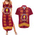 Tonga Beulah College Couples Matching Summer Maxi Dress and Hawaiian Shirt Ngatu and Polynesian Pattern LT03 Red - Polynesian Pride