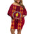 Tonga Beulah College Family Matching Off Shoulder Short Dress and Hawaiian Shirt Ngatu and Polynesian Pattern LT03 Mom's Dress Red - Polynesian Pride