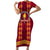 Tonga Beulah College Short Sleeve Bodycon Dress Ngatu and Polynesian Pattern LT03 Long Dress Red - Polynesian Pride