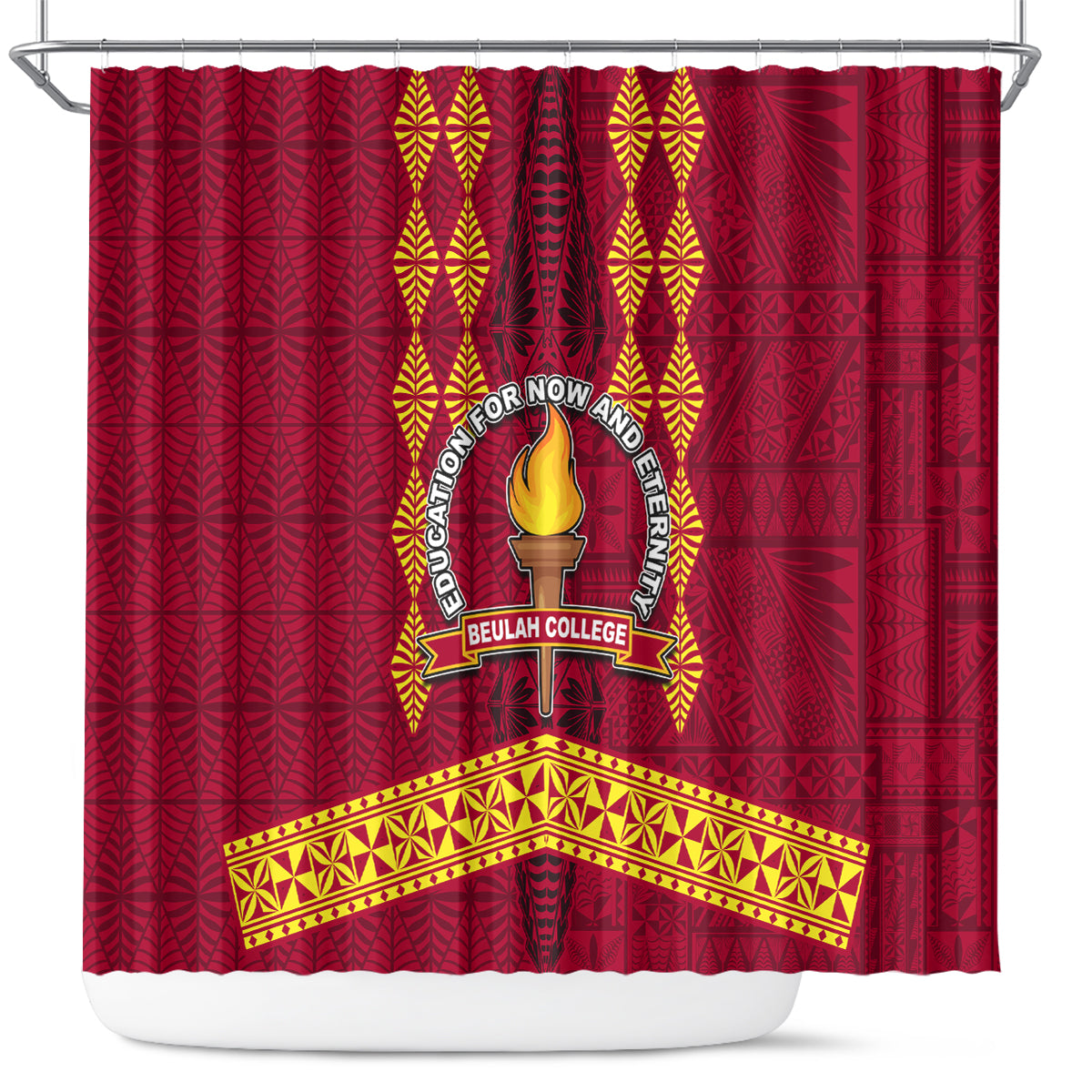 Tonga Beulah College Shower Curtain Ngatu and Polynesian Pattern LT03 Red - Polynesian Pride