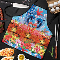 Hawaiian Love-Couple Dolphins and Flamingos Apron LT03 Multicolor - Polynesian Pride