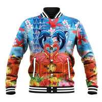 Hawaiian Love-Couple Dolphins and Flamingos Baseball Jacket LT03 Unisex Multicolor - Polynesian Pride