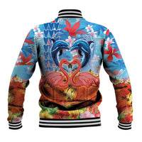 Hawaiian Love-Couple Dolphins and Flamingos Baseball Jacket LT03 - Polynesian Pride