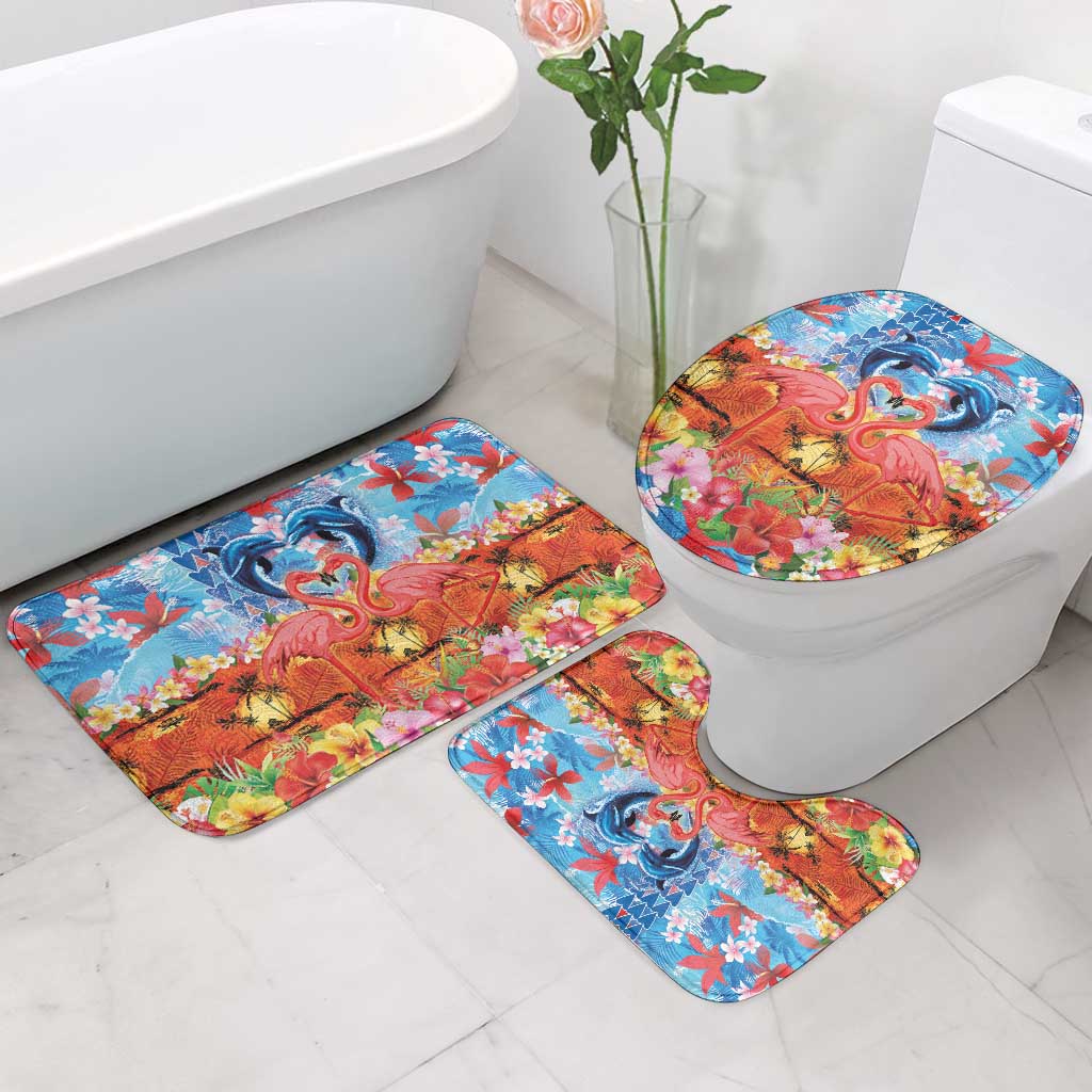 Hawaiian Love-Couple Dolphins and Flamingos Bathroom Set LT03 - Polynesian Pride