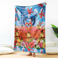 Hawaiian Love-Couple Dolphins and Flamingos Blanket LT03 - Polynesian Pride