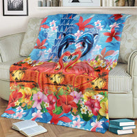 Hawaiian Love-Couple Dolphins and Flamingos Blanket LT03 - Polynesian Pride