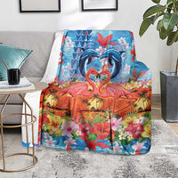 Hawaiian Love-Couple Dolphins and Flamingos Blanket LT03 - Polynesian Pride