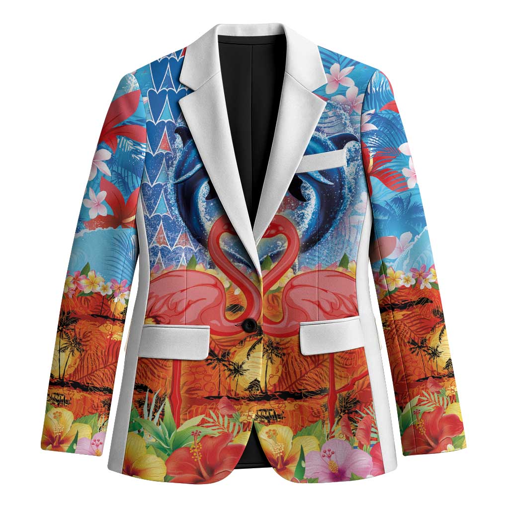 Hawaiian Love-Couple Dolphins and Flamingos Blazer LT03 Unisex Multicolor - Polynesian Pride