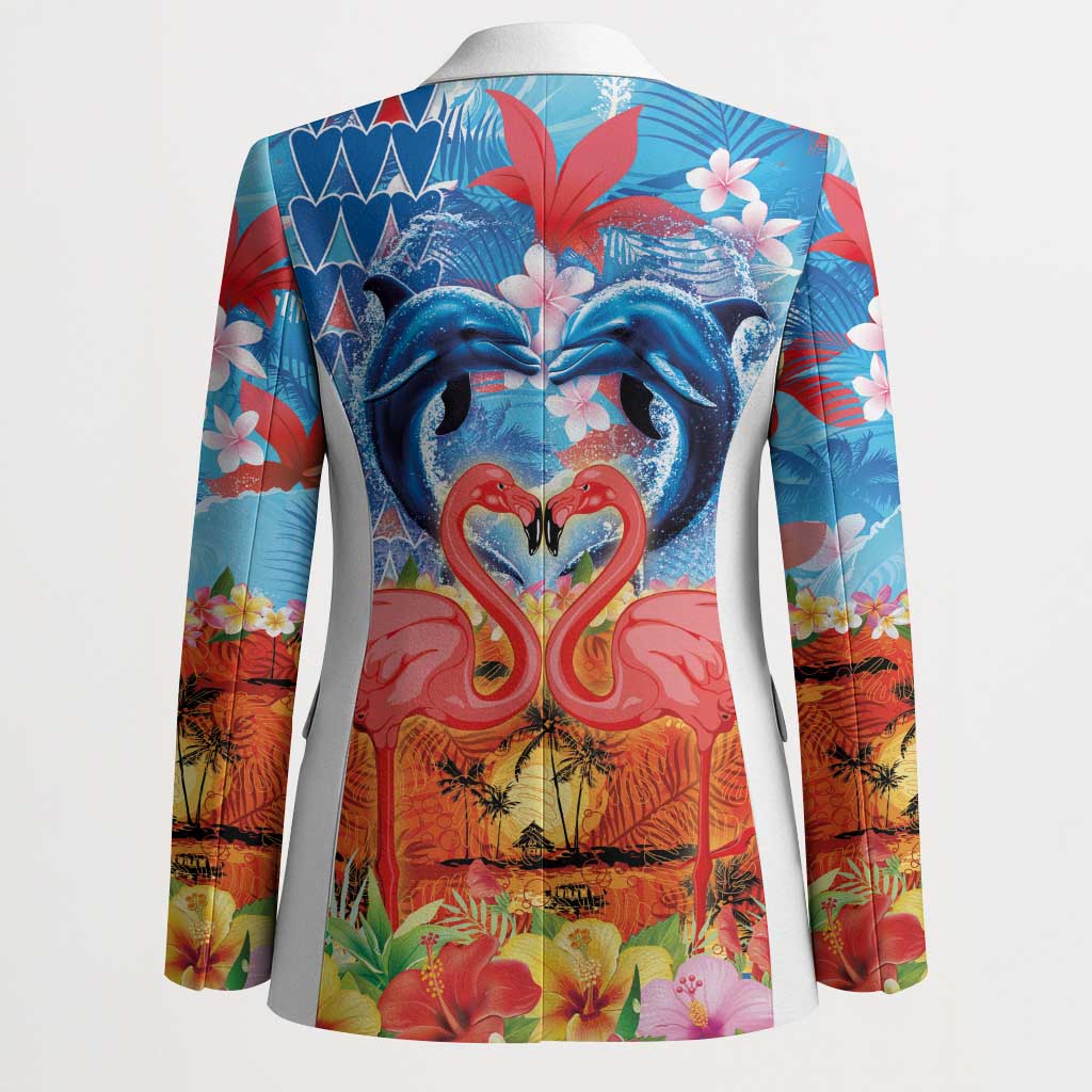Hawaiian Love-Couple Dolphins and Flamingos Blazer LT03 - Polynesian Pride