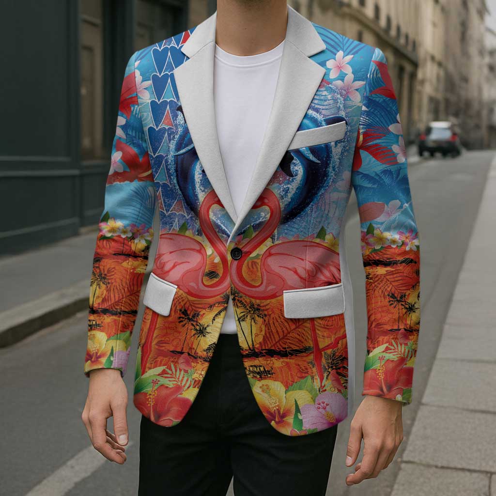 Hawaiian Love-Couple Dolphins and Flamingos Blazer LT03 - Polynesian Pride