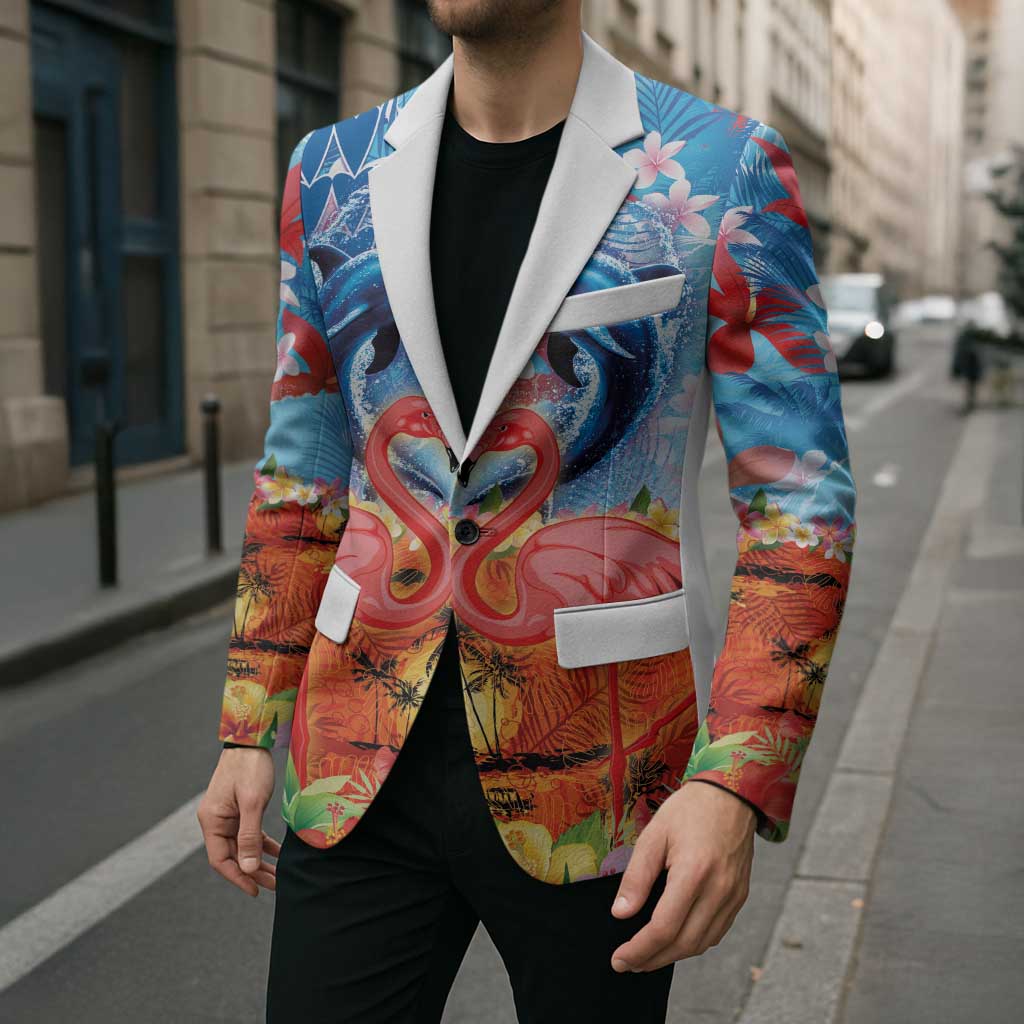Hawaiian Love-Couple Dolphins and Flamingos Blazer LT03 - Polynesian Pride