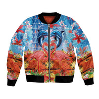 Hawaiian Love-Couple Dolphins and Flamingos Bomber Jacket LT03 Unisex Multicolor - Polynesian Pride