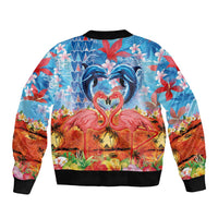 Hawaiian Love-Couple Dolphins and Flamingos Bomber Jacket LT03 - Polynesian Pride