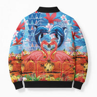 Hawaiian Love-Couple Dolphins and Flamingos Bomber Puffer Jacket LT03 - Polynesian Pride
