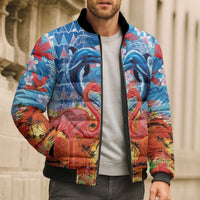 Hawaiian Love-Couple Dolphins and Flamingos Bomber Puffer Jacket LT03 - Polynesian Pride