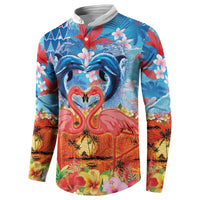 Hawaiian Love-Couple Dolphins and Flamingos Button Sweatshirt LT03 - Polynesian Pride