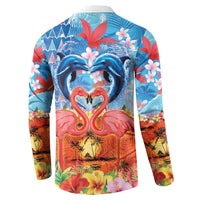 Hawaiian Love-Couple Dolphins and Flamingos Button Sweatshirt LT03 - Polynesian Pride