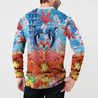 Hawaiian Love-Couple Dolphins and Flamingos Button Sweatshirt LT03 - Polynesian Pride