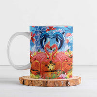 Hawaiian Love-Couple Dolphins and Flamingos Ceramic Mug LT03 Multicolor - Polynesian Pride