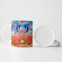 Hawaiian Love-Couple Dolphins and Flamingos Ceramic Mug LT03 - Polynesian Pride