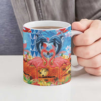 Hawaiian Love-Couple Dolphins and Flamingos Ceramic Mug LT03 - Polynesian Pride