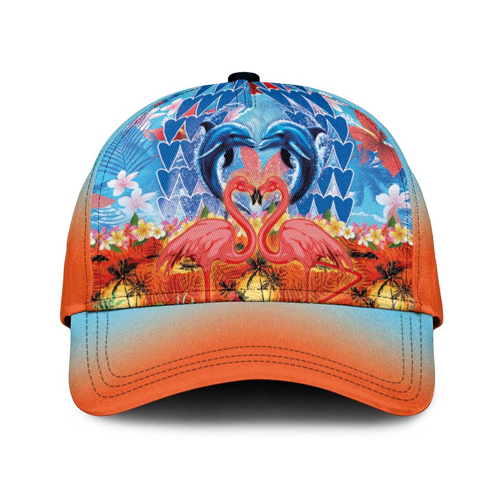 Hawaiian Love-Couple Dolphins and Flamingos Classic Cap LT03 Universal Fit Multicolor - Polynesian Pride