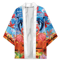 Hawaiian Love-Couple Dolphins and Flamingos Kimono LT03 Unisex Multicolor - Polynesian Pride