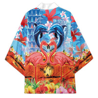 Hawaiian Love-Couple Dolphins and Flamingos Kimono LT03 - Polynesian Pride