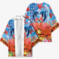 Hawaiian Love-Couple Dolphins and Flamingos Kimono LT03 - Polynesian Pride