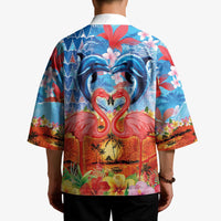 Hawaiian Love-Couple Dolphins and Flamingos Kimono LT03 - Polynesian Pride