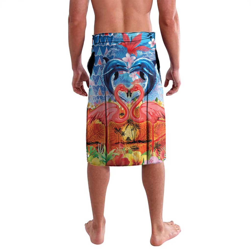 Hawaiian Love-Couple Dolphins and Flamingos Lavalava LT03 - Polynesian Pride