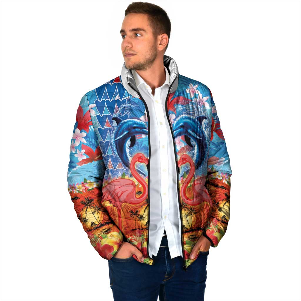 Hawaiian Love-Couple Dolphins and Flamingos Padded Jacket LT03 - Polynesian Pride