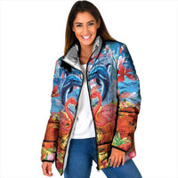 Hawaiian Love-Couple Dolphins and Flamingos Padded Jacket LT03 Women Multicolor - Polynesian Pride