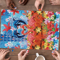 Hawaiian Love-Couple Dolphins and Flamingos Puzzle LT03 - Polynesian Pride