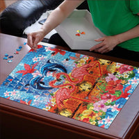 Hawaiian Love-Couple Dolphins and Flamingos Puzzle LT03 - Polynesian Pride