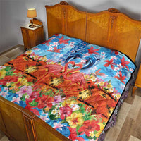 Hawaiian Love-Couple Dolphins and Flamingos Quilt LT03 - Polynesian Pride