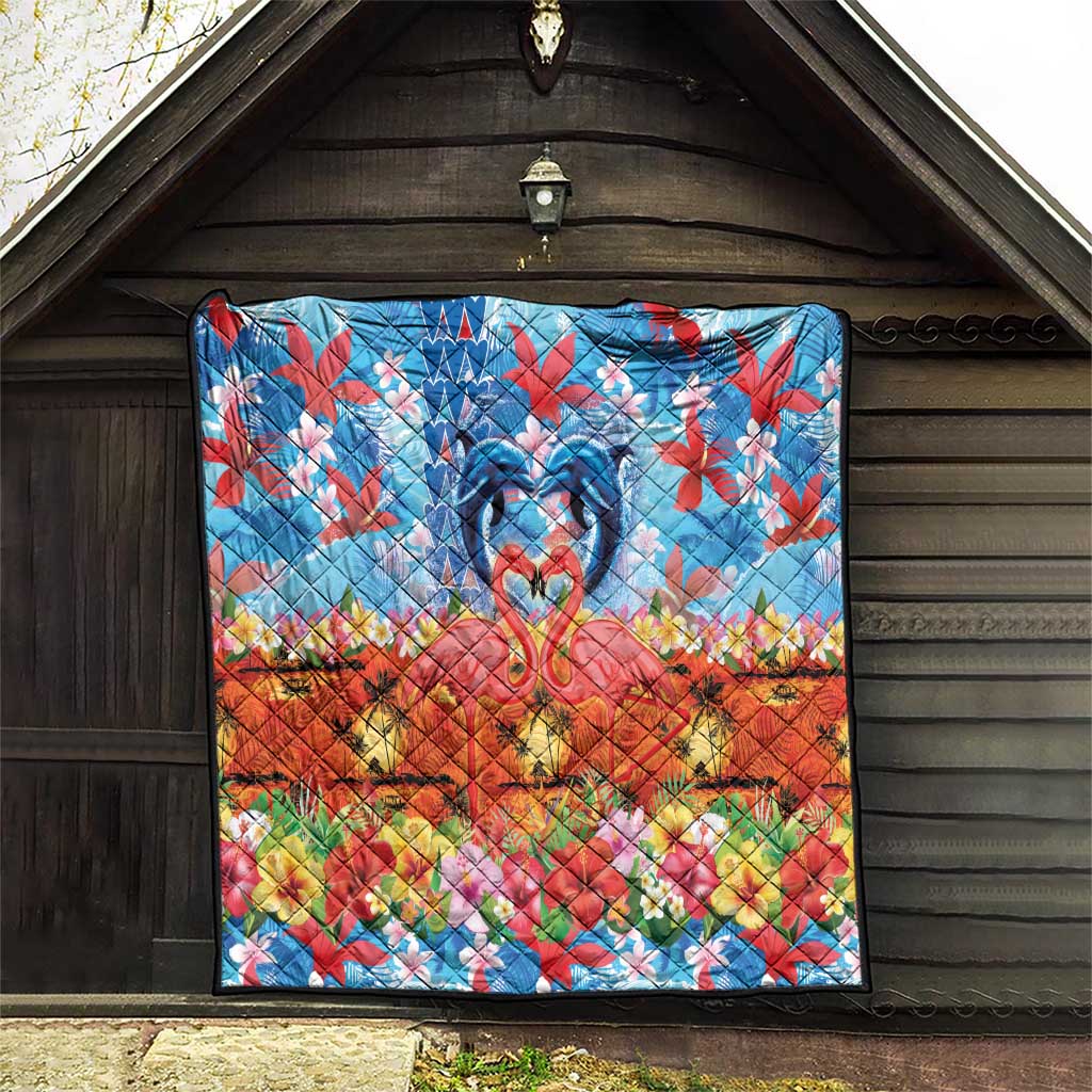 Hawaiian Love-Couple Dolphins and Flamingos Quilt LT03 - Polynesian Pride