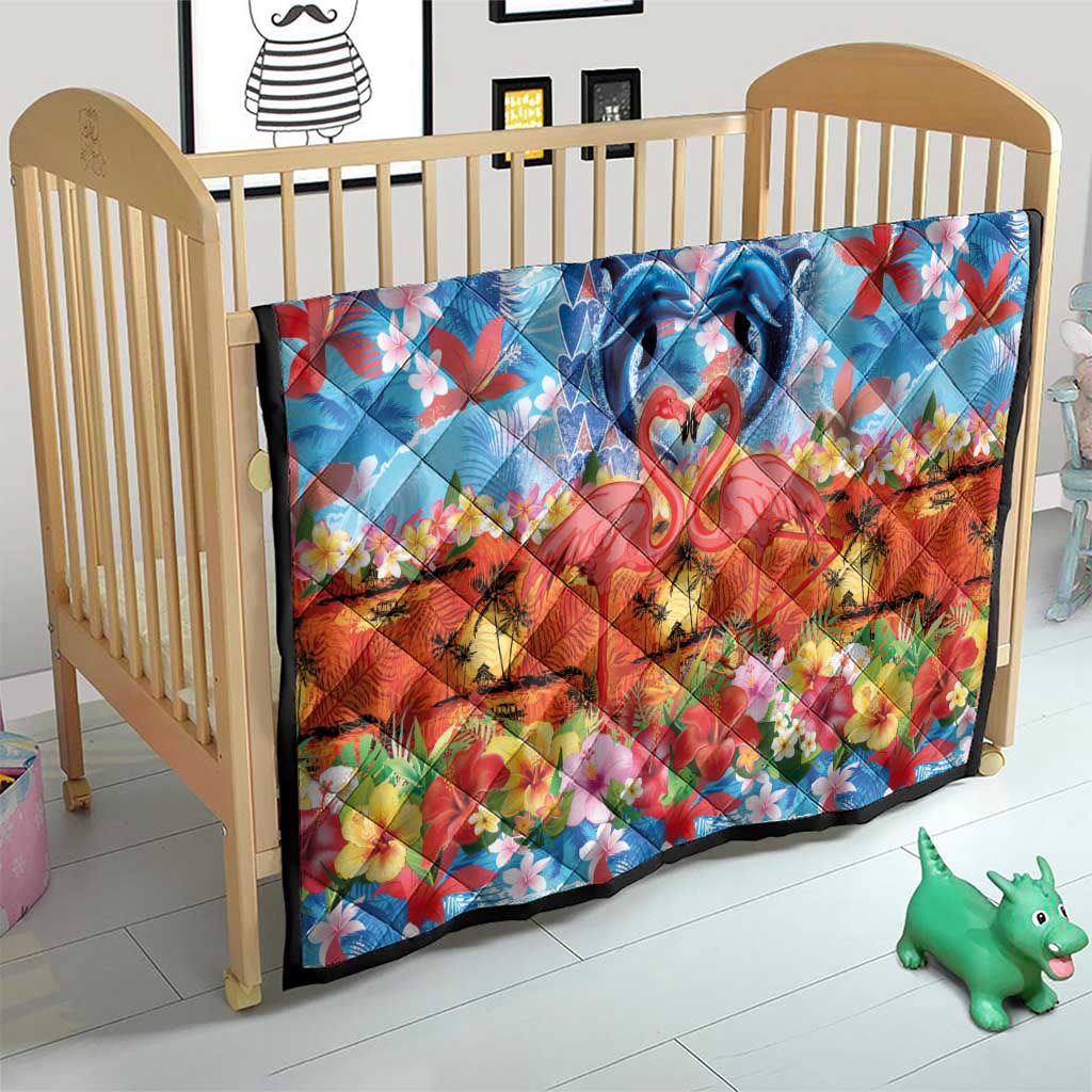 Hawaiian Love-Couple Dolphins and Flamingos Quilt LT03 - Polynesian Pride