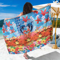 Hawaiian Love-Couple Dolphins and Flamingos Sarong LT03 One Size 44 x 66 inches Multicolor - Polynesian Pride