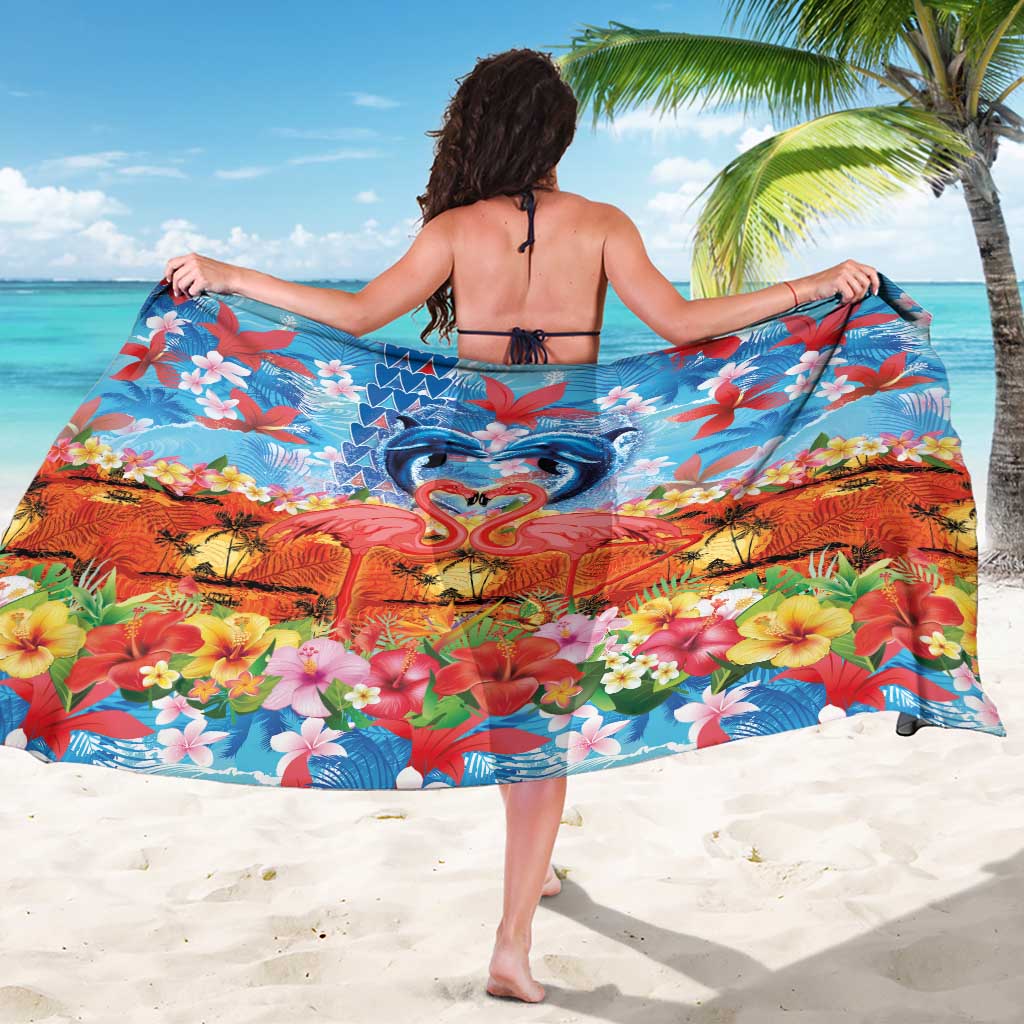 Hawaiian Love-Couple Dolphins and Flamingos Sarong LT03 - Polynesian Pride