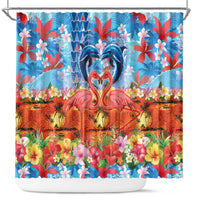 Hawaiian Love-Couple Dolphins and Flamingos Shower Curtain LT03 Multicolor - Polynesian Pride