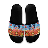 Hawaiian Love-Couple Dolphins and Flamingos Slide Sandals LT03 Multicolor - Polynesian Pride