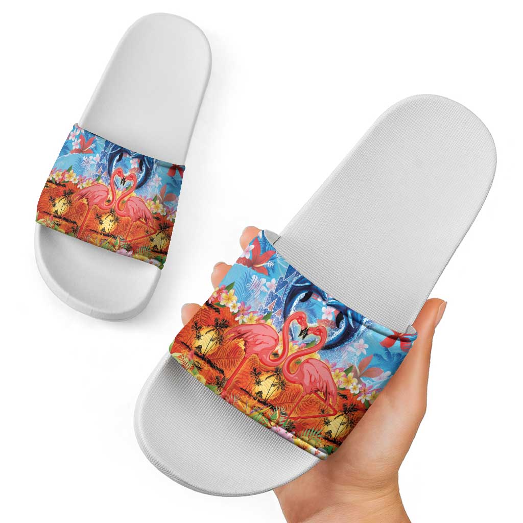 Hawaiian Love-Couple Dolphins and Flamingos Slide Sandals LT03 - Polynesian Pride