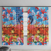 Hawaiian Love-Couple Dolphins and Flamingos Window Curtain LT03 With Hooks Multicolor - Polynesian Pride