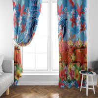 Hawaiian Love-Couple Dolphins and Flamingos Window Curtain LT03 - Polynesian Pride
