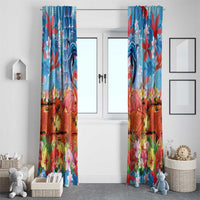 Hawaiian Love-Couple Dolphins and Flamingos Window Curtain LT03 - Polynesian Pride