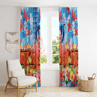Hawaiian Love-Couple Dolphins and Flamingos Window Curtain LT03 - Polynesian Pride
