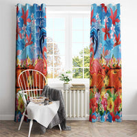 Hawaiian Love-Couple Dolphins and Flamingos Window Curtain LT03 - Polynesian Pride