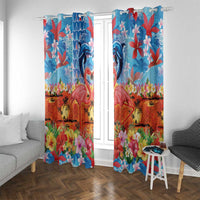 Hawaiian Love-Couple Dolphins and Flamingos Window Curtain LT03 With Grommets Multicolor - Polynesian Pride